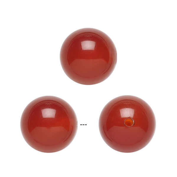 Carnelian 1pkg2, half-drilled round bead 12mm image number 0