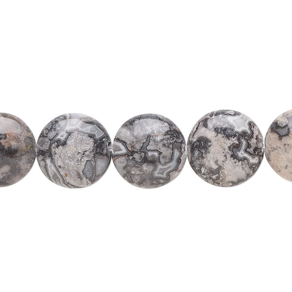 Silver crazy lace agate 1pkg1, puffed flat round bead natural B grade, 8 inch 12mm image number 0