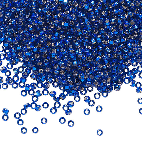 Seed bead, Preciosa Ornela Czech glass, pkg/50g, #11 rocaille, transparent silver-lined sapphire blue, (67300). image number 0