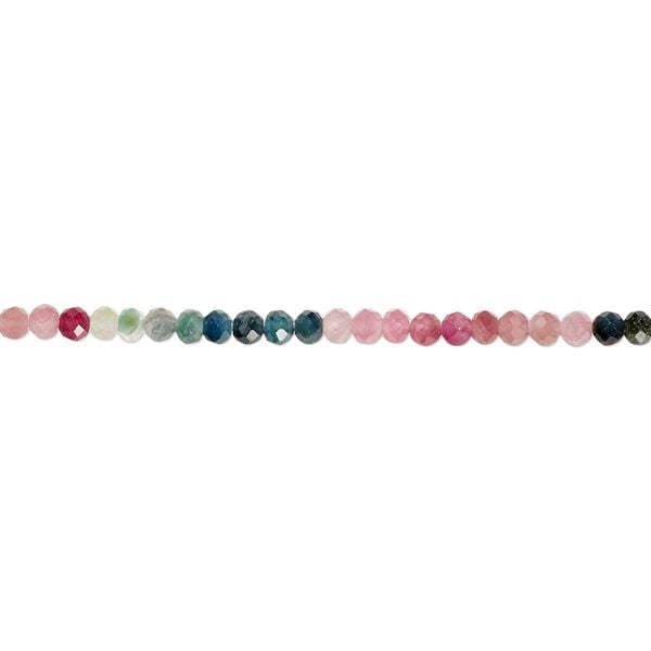Multi-tourmaline 1pkg1, hand-cut faceted rondelle bead natural 12 inch 2x2mm-3x2mm image number 0