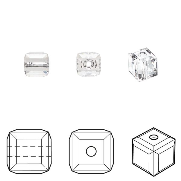 Bead 144pk crystal, Swarovski® 6mm cube 5601 image number 0