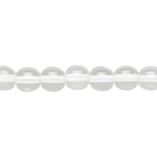 Bead, Czech glass druk, transparent clear, 8mm round. Sold per 15-1/2" to 16" strand. image number 0