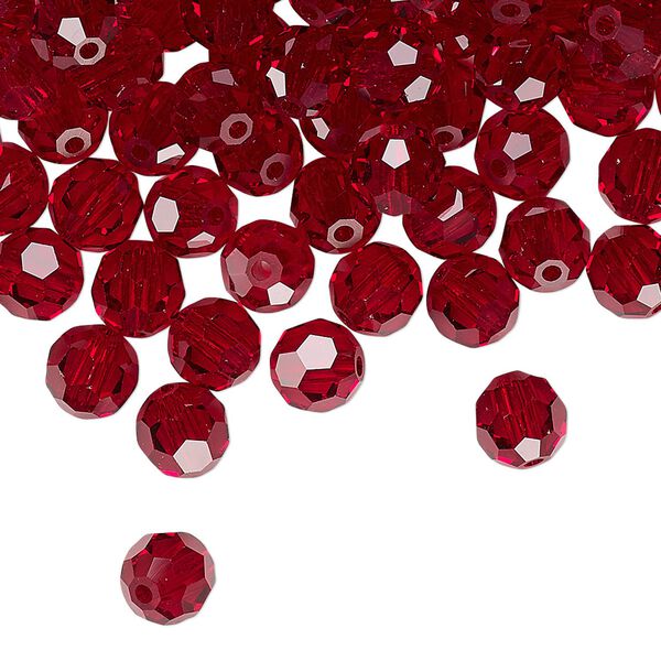 Bead 24pk Siam, Preciosa Czech crystal 6mm round image number 0