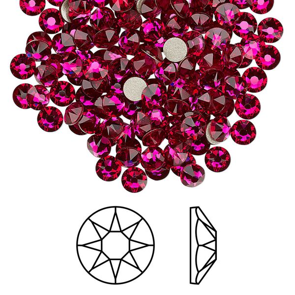Flat back 1440pk ruby foil back, Swarovski® 3.8-4mm rose round SS16 2088 image number 0