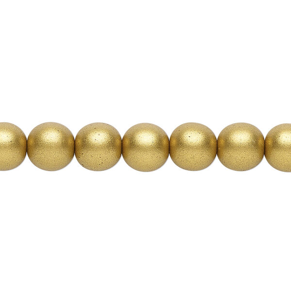 Bead, Czech glass druk, opaque satin metallic bronze, 8mm round. Sold per 15-1/2" to 16" strand. image number 0
