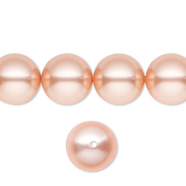 Pearl 10pk rose peach, Crystal Passions® 12mm round 5810 image number 0