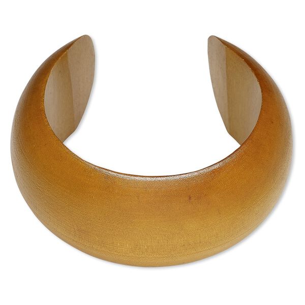 Bracelet, cuff, wood (dyed / waxed), light brown, 36mm wide hand-carved rounded band, 7-1/2 inches. Sold individually. image number 0