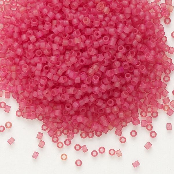 Seed bead, Delica®, glass, pkg/50g, #11 round, translucent matte dark rose light topaz (DB-0778). image number 0