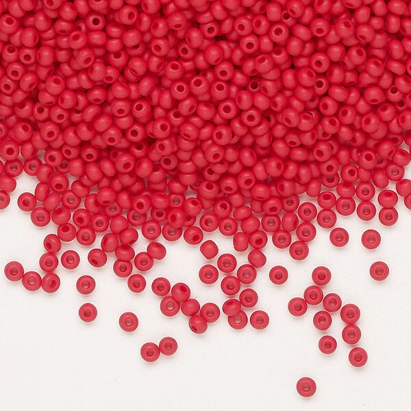 Seed bead, Preciosa Ornela Czech glass, pkg/500g, #11 rocaille, opaque matte red, (93190). image number 0