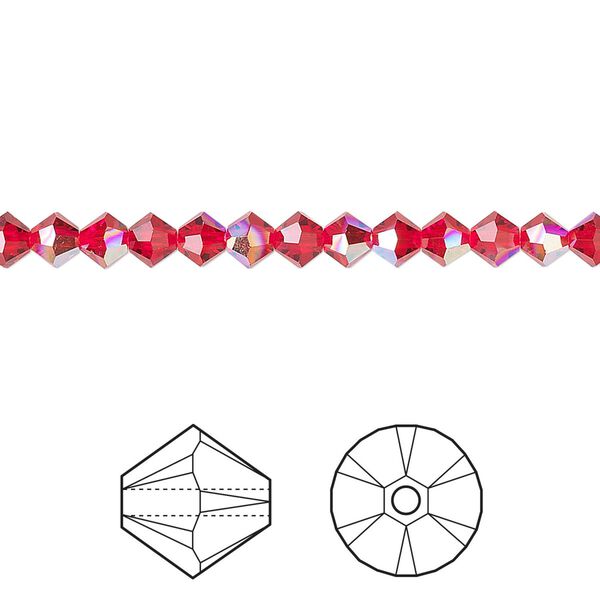 Bead 48pk light Siam AB, Crystal Passions® 4mm bicone 5328 image number 0