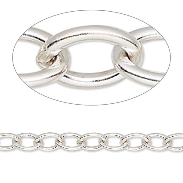 Chain, sterling silver, 5.7mm heavy cable. Sold per pkg of 5 feet. image number 0