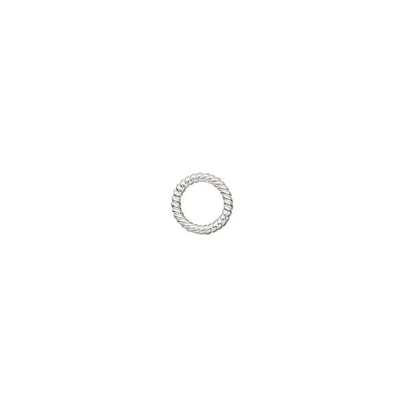 Jump ring, sterling silver, 7mm soldered twisted round, 5mm inside diameter, 18 gauge. Sold per pkg of 4. image number 0