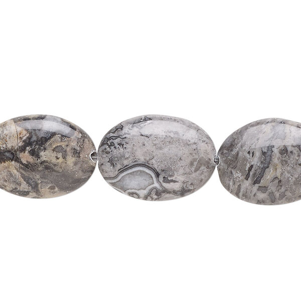 Silver crazy lace agate 1pkg1, flat oval bead natural 8 inch 18x13mm image number 0