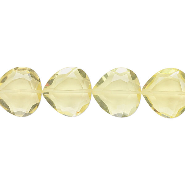 Lemon quartz 1pkg10, hand-cut faceted teardrop bead 12mm image number 0