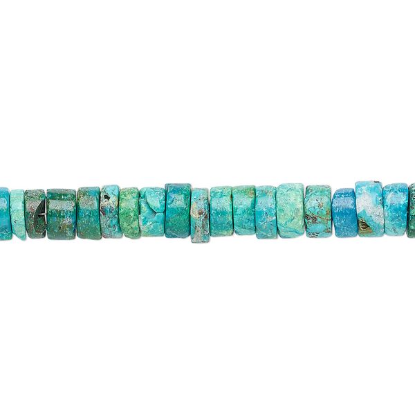 Chrysocolla 1pkg1, hand-cut rondelle bead 8 inch 4x1mm-6x3mm image number 0