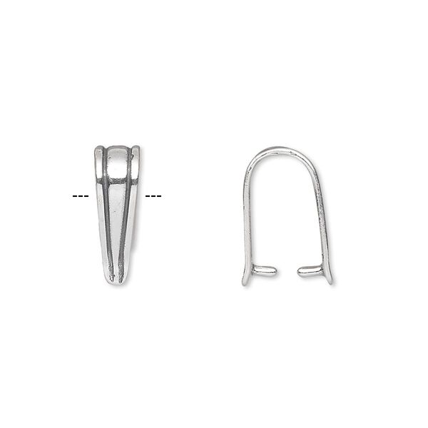 Bail, ice-pick, antiqued sterling silver, 13x4mm shield with lines, 10mm grip length. Sold per pkg of 10. image number 0