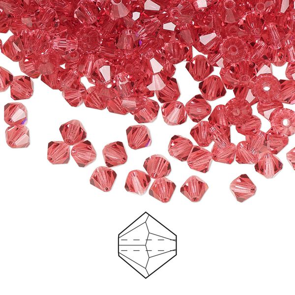 Bead 720pk Indian pink, Preciosa Czech crystal 4mm bicone image number 0