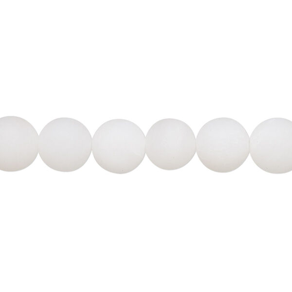 Snow quartz 1pkg1, matte round bead natural B grade, 8 inch 8mm image number 0