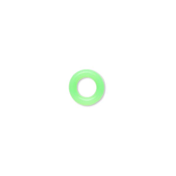 Component, Oh! Ring™, silicone, neon green, 9mm round with 5mm hole. Sold per pkg of 300. image number 0