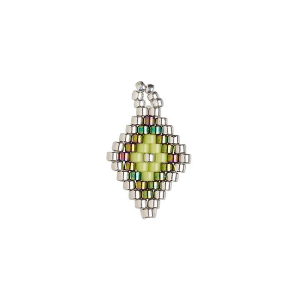 Drop, Creative Touch, glass, silver / lime green / iris green, 17x13mm double-sided diamond. Sold individually. image number 0