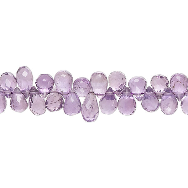 Amethyst 1pkg1, hand-cut top-drilled faceted teardrop bead natural 8 inch 6x4mm-9x4mm image number 0