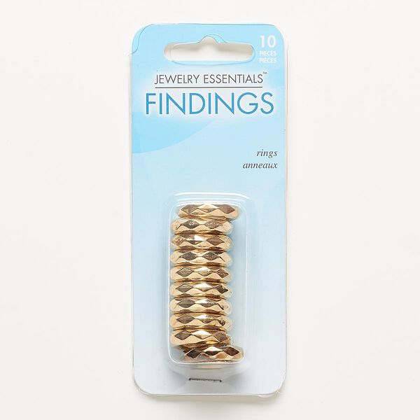 Bead, gold-coated plastic, 19x4mm-19x5mm faceted rondelle with 10-11mm hole. Sold per pkg of 10. image number 0