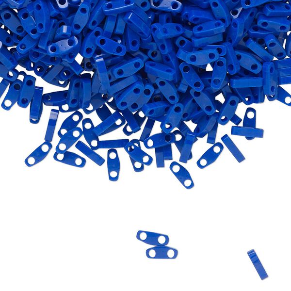 Seed bead, TILA®, glass, pkg/250g, 5x1.2mm quarter tila rectangle, opaque cobalt, (QTL-414). image number 0
