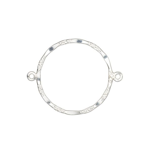 Link, sterling silver-filled, 21mm double-sided hammered and textured open round. Sold individually. image number 0
