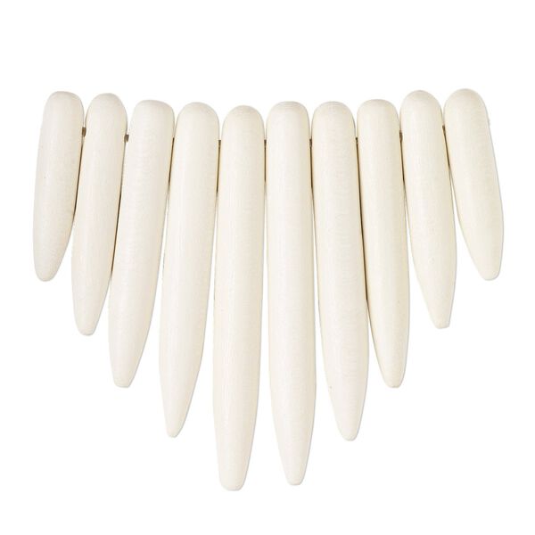 Focal, Taiwanese cheesewood (dyed / waxed), white, 20x5mm-41x5mm graduated fan spike. Sold per 10-piece set. image number 0