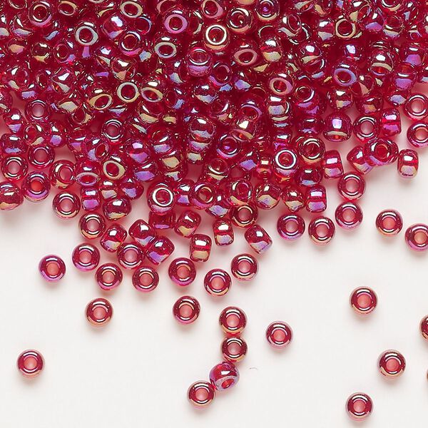 Seed bead, Miyuki, glass, pkg/50g, #8 rocaille, translucent rainbow ruby (RR-298). image number 0