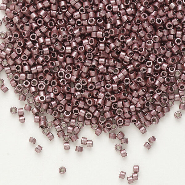 Seed bead, Delica®, glass, pkg/250g, #11 round, opaque nickel-plated dyed color dark mauve (DB-0462). image number 0