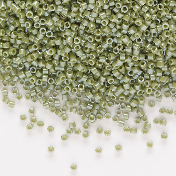 Seed bead, Delica®, glass, pkg/7.5g, #11 round, opaque glazed luster cactus (DB-0263-1). image number 0