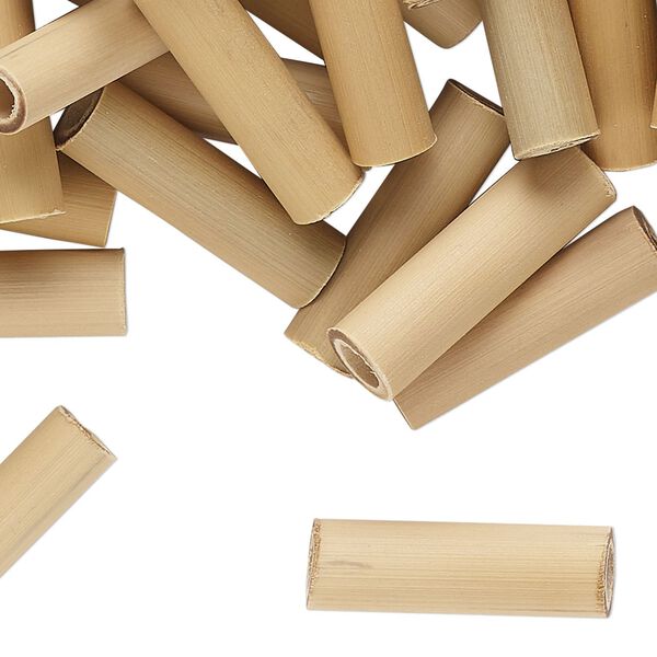 Bead, bamboo, brown, 21x5mm-22x7mm round tube. Sold per pkg of 100. image number 0