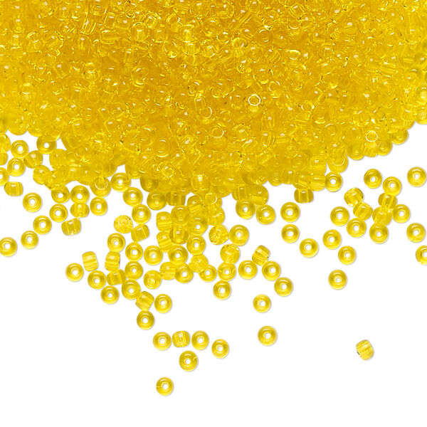 Seed bead, Preciosa Ornela Czech glass, pkg/50g, #11 rocaille, transparent yellow amber, (80010). image number 0