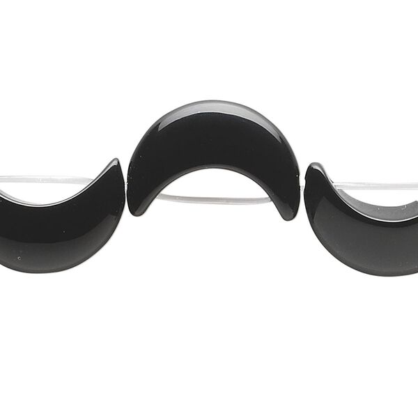 Black onyx 1pkg12, top-drilled moon bead 18x12mm image number 0