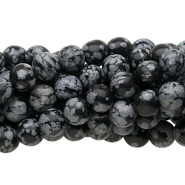 Snowflake obsidian 1pkg10, round bead natural 15.5-16 inch 6mm image number 0