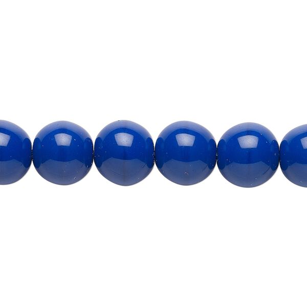 Bead, Czech glass druk, opaque dark blue, 10mm round. Sold per 15-1/2" to 16" strand. image number 0