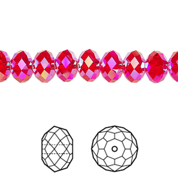 Bead 288pk light Siam shimmer 2X, Swarovski® 8x6mm rondelle 5040 image number 0