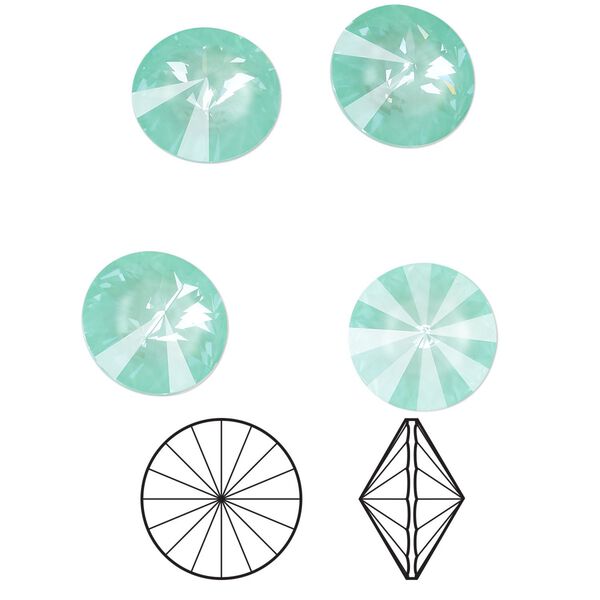 Chaton 4pk crystal soft mint ignite, Crystal Passions® 12mm rivoli 1122 image number 0