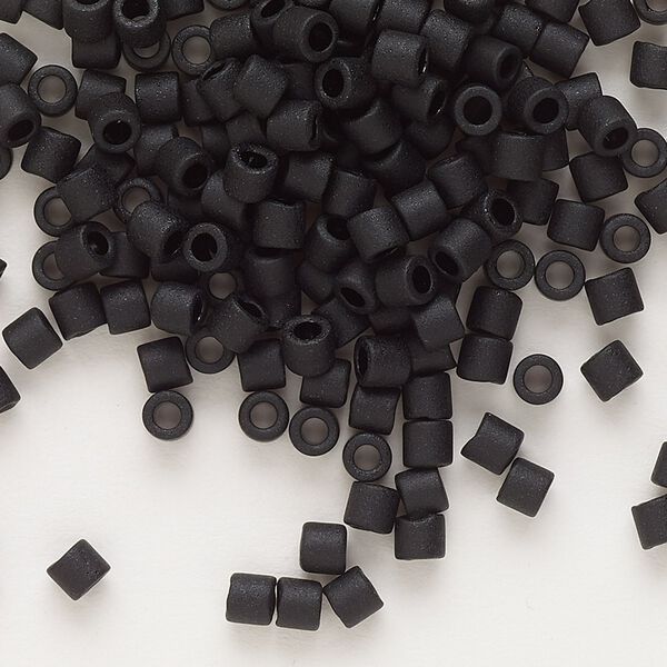 Seed bead, Delica®, glass, pkg/7.5g, #8 round, opaque matte black (DBL-0310). image number 0