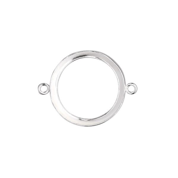 Link, fine silver, 19mm open-back round with 18mm round bezel cup setting. Sold individually. image number 0