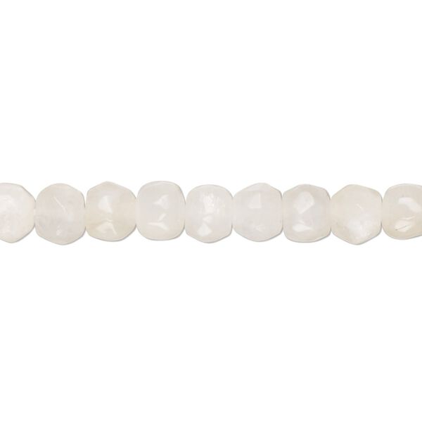 White moonstone 1pkg1, hand-cut tumbled faceted rondelle bead natural 14 inch 6x4mm-8x6mm image number 0