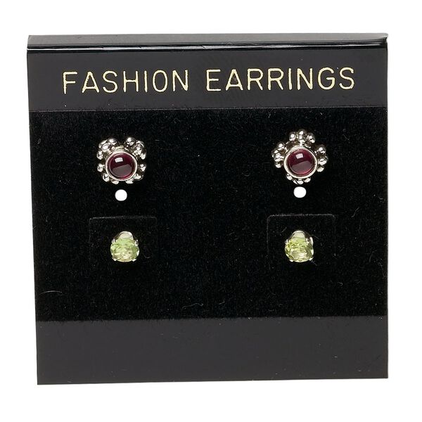 Earring card, flocked plastic, black and gold, 2x2-inch square with "FASHION EARRINGS." Sold per pkg of 100. image number 0