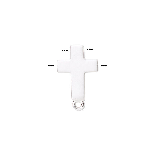 Drop, sterling silver, 15x11mm double-drilled matte cross with loop. Sold individually. image number 0