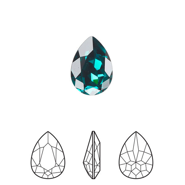 Fancy stone 1pk emerald foil back, Crystal Passions® 14x10mm pear 4320 image number 0