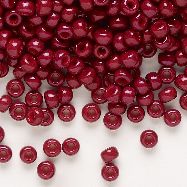 Seed bead, Miyuki, glass, pkg/25g, #6 rocaille, opaque outside dyed maroon, (RR-1464). image number 0