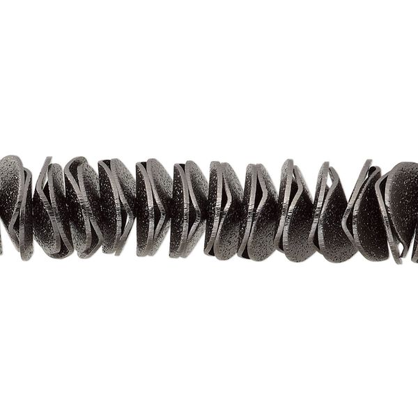 Bead, gunmetal-plated brass, 10x2.5mm textured wavy rondelle. Sold per pkg of 30. image number 0