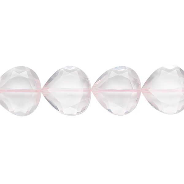 Rose quartz 1pkg10, hand-cut faceted teardrop bead natural 12mm image number 0