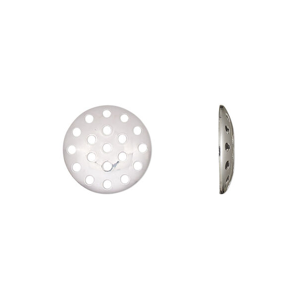 Component, silver-plated brass, 13mm perforated disc. Sold per pkg of 20. image number 0