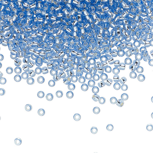 Seed bead, TOHO BEADS®, glass, pkg/7.5g, #11 round, transparent silver-lined light sapphire (TR-11-33). image number 0